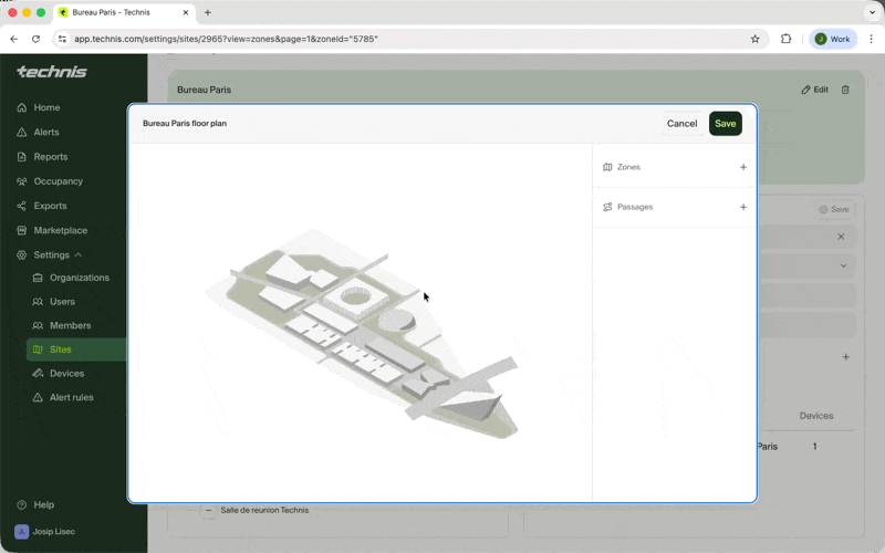Video of adding zones and passage to a floor plan