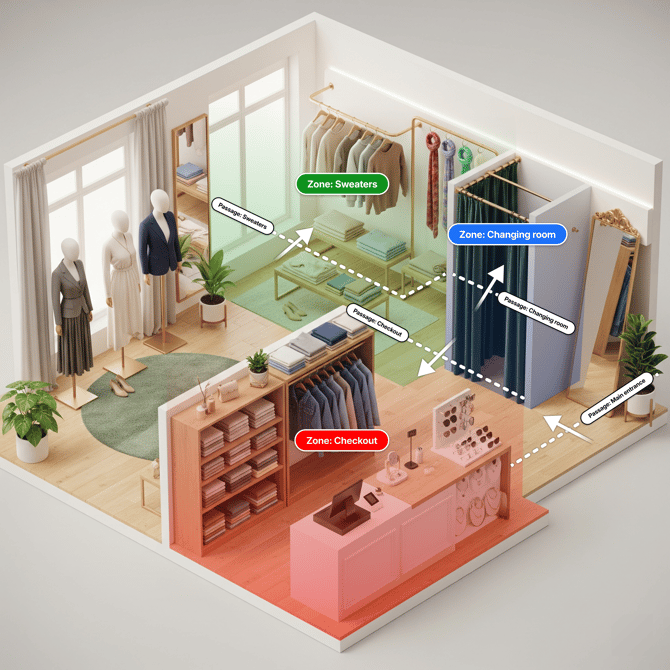 Example of a zones and passages in a shop
