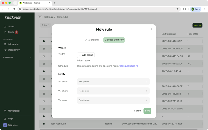 create alert step 2